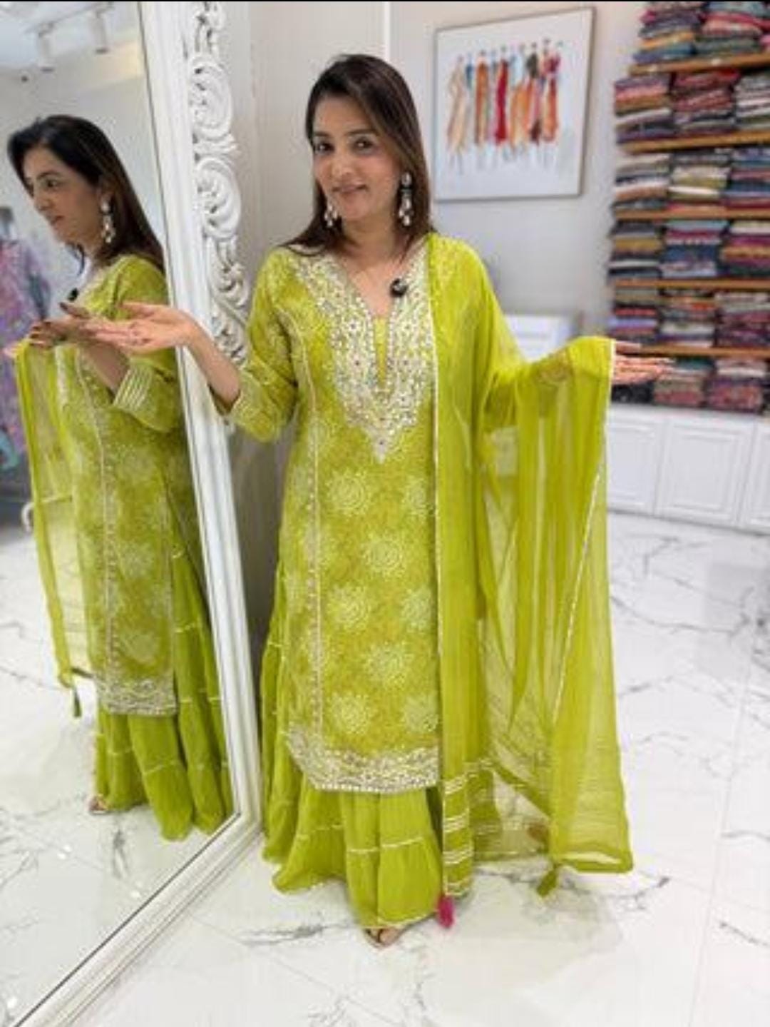 Traditional green ethnic outfit