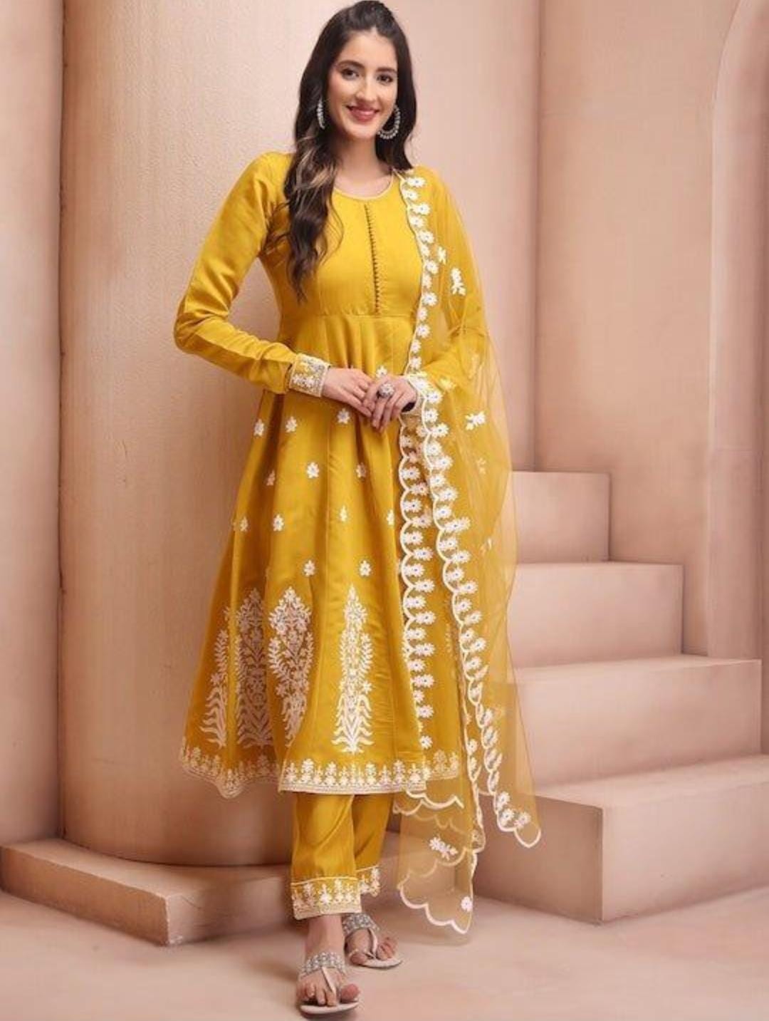 Tailored yellow traditional outfit